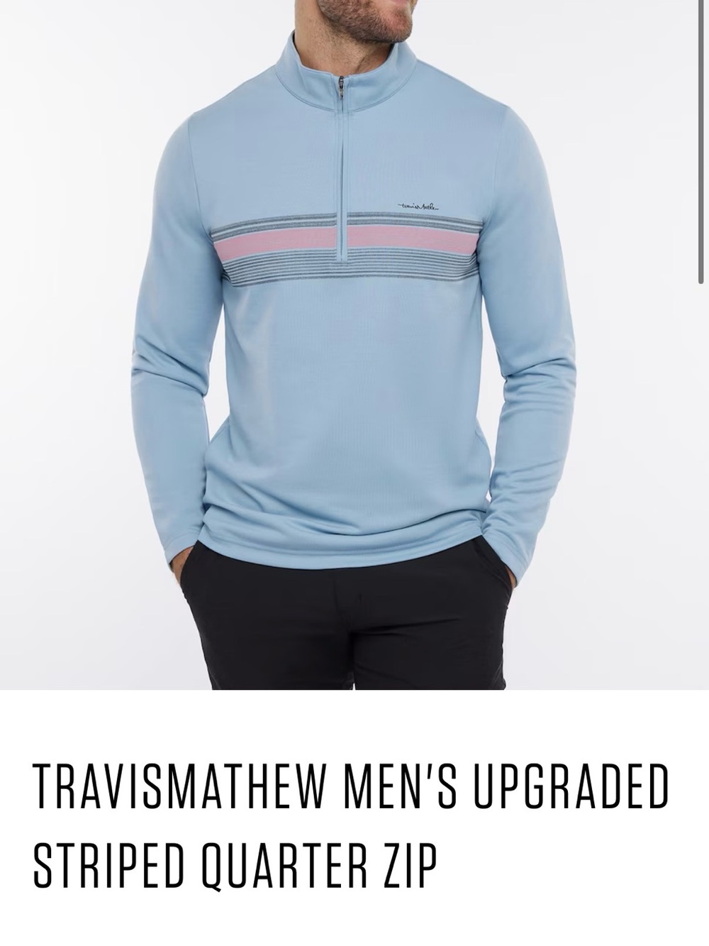 Travis Mathew TravisMathew Men’s Upgraded Striped Quarter Zip Size L